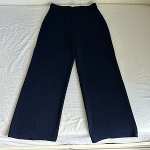 St John collection high rise wide leg navy Santana knit pull on pants size 6